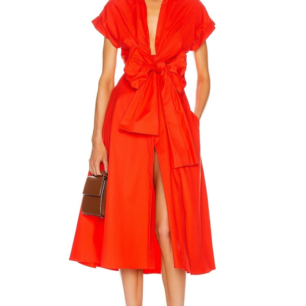 Silvia tcherassi Elegant Red Bow-Tie Dress